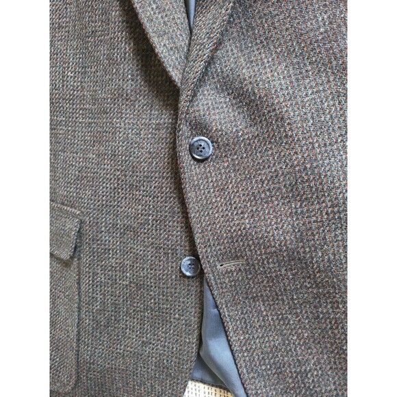 Men's VTG Imperial Haggar Dark Grey Tweed Sports Coat 44" Wool 2 Button Blazer - Picture 14 of 14
